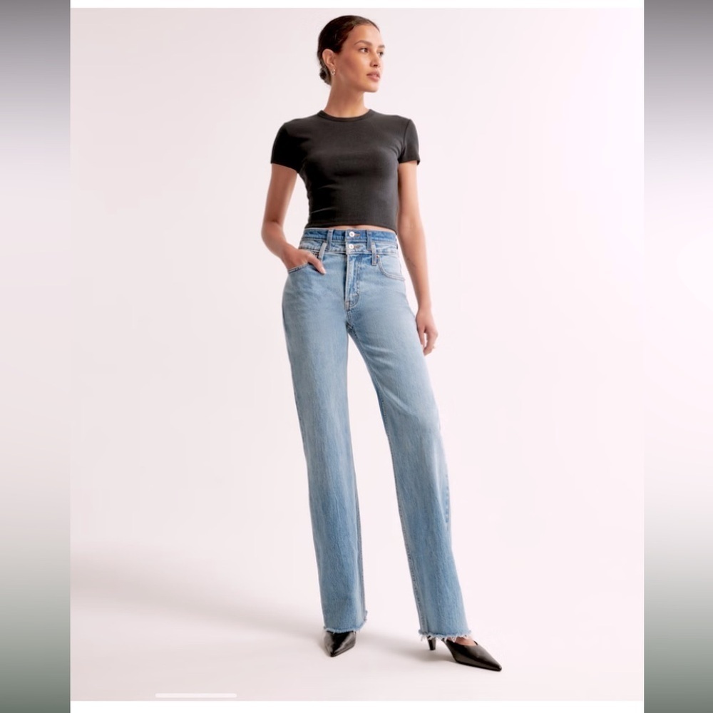 Light Blue Jeans High Rise 90s Relaxed Jean Abercrombie Double Waistband spring